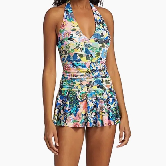 JOHNNY WAS RUCHED FLORAL SWIM DRESS - Picture 3 of 3